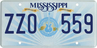 MS license plate ZZO559