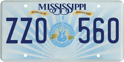 MS license plate ZZO560