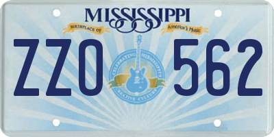 MS license plate ZZO562