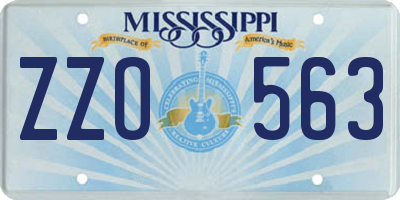 MS license plate ZZO563