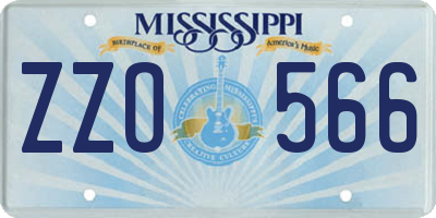 MS license plate ZZO566