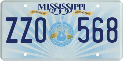 MS license plate ZZO568