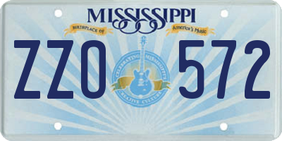 MS license plate ZZO572