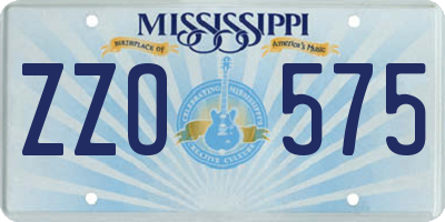 MS license plate ZZO575