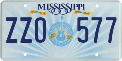 MS license plate ZZO577