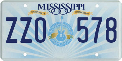 MS license plate ZZO578