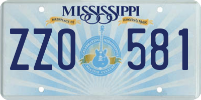 MS license plate ZZO581