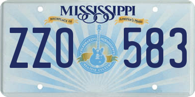 MS license plate ZZO583