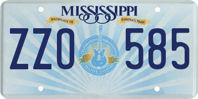 MS license plate ZZO585