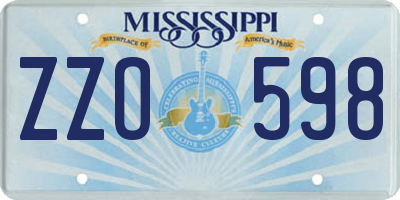 MS license plate ZZO598