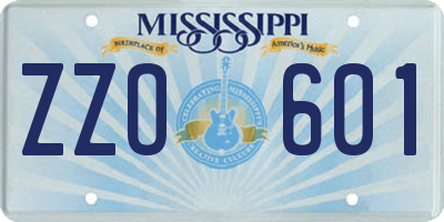 MS license plate ZZO601