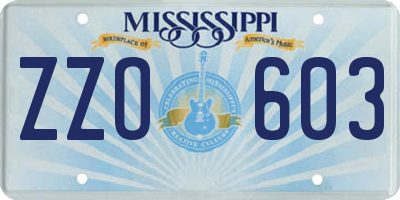 MS license plate ZZO603