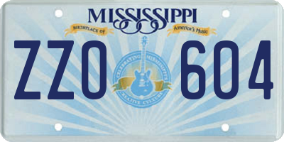 MS license plate ZZO604