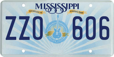 MS license plate ZZO606