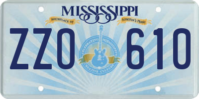 MS license plate ZZO610