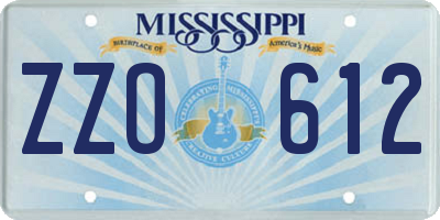 MS license plate ZZO612