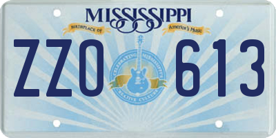 MS license plate ZZO613