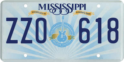 MS license plate ZZO618