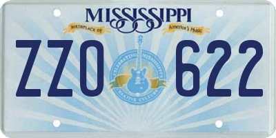 MS license plate ZZO622