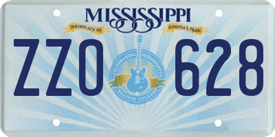 MS license plate ZZO628