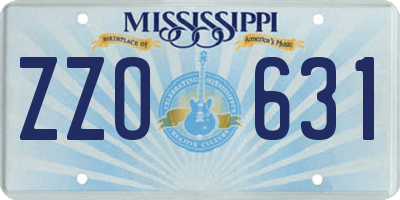 MS license plate ZZO631
