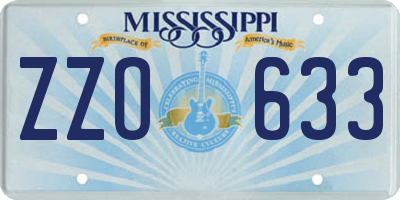 MS license plate ZZO633