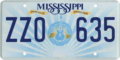 MS license plate ZZO635