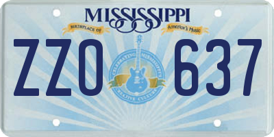MS license plate ZZO637