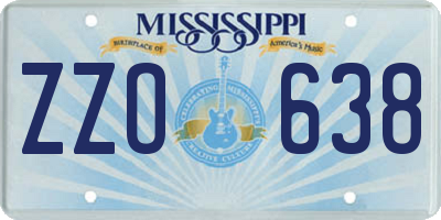 MS license plate ZZO638