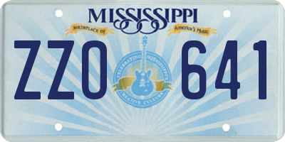 MS license plate ZZO641