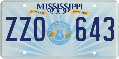 MS license plate ZZO643