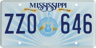 MS license plate ZZO646