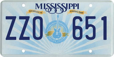 MS license plate ZZO651