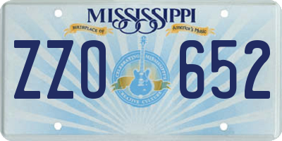 MS license plate ZZO652