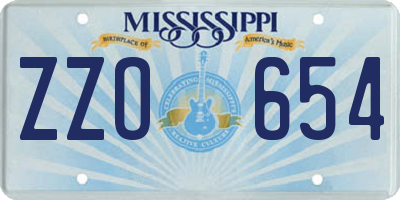 MS license plate ZZO654