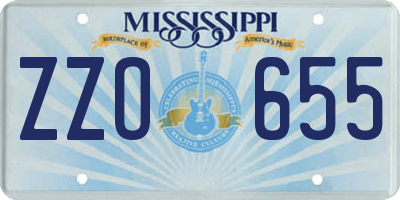 MS license plate ZZO655