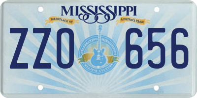 MS license plate ZZO656
