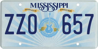 MS license plate ZZO657