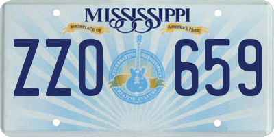 MS license plate ZZO659