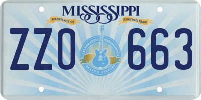 MS license plate ZZO663