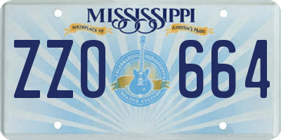 MS license plate ZZO664