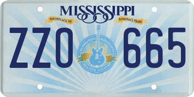 MS license plate ZZO665