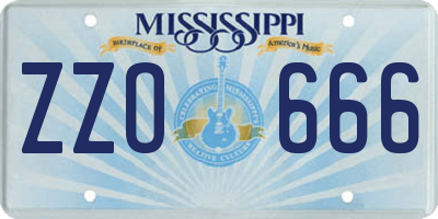 MS license plate ZZO666