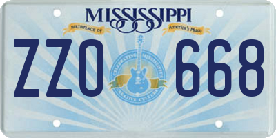 MS license plate ZZO668