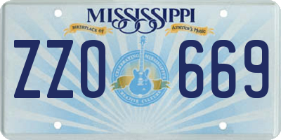 MS license plate ZZO669