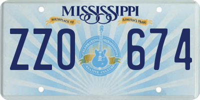 MS license plate ZZO674