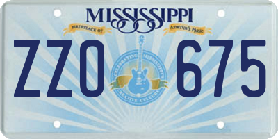 MS license plate ZZO675