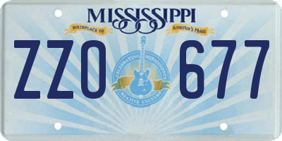 MS license plate ZZO677