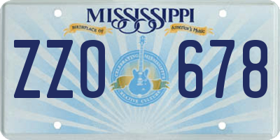 MS license plate ZZO678