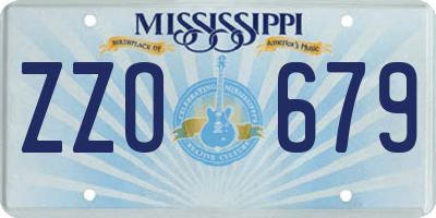 MS license plate ZZO679